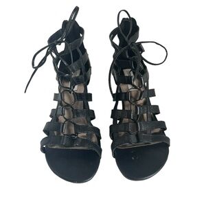 Steve Madden Woman Lace Up Zip Heel Wedge Sandals 9.5